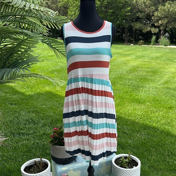 Maurices Dresses & Skirts - Maurices Striped Midi Dress - Teal, Rust, and White